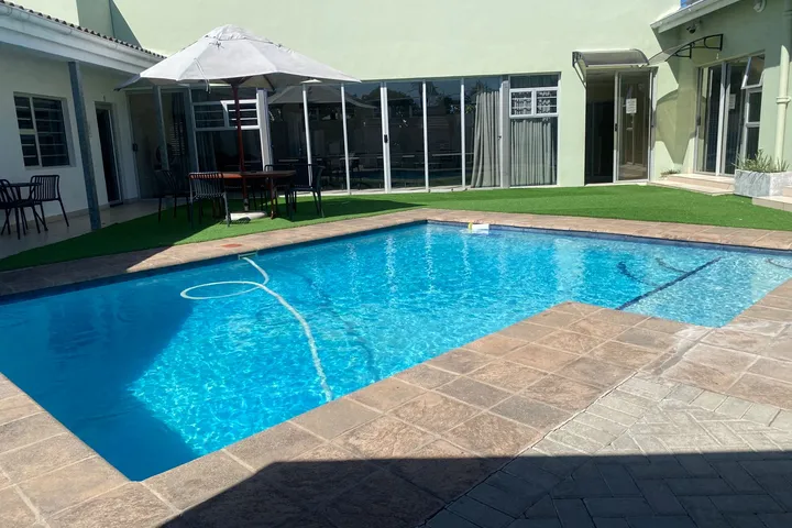 Swimming pool and courtyard at Fusion House in East London